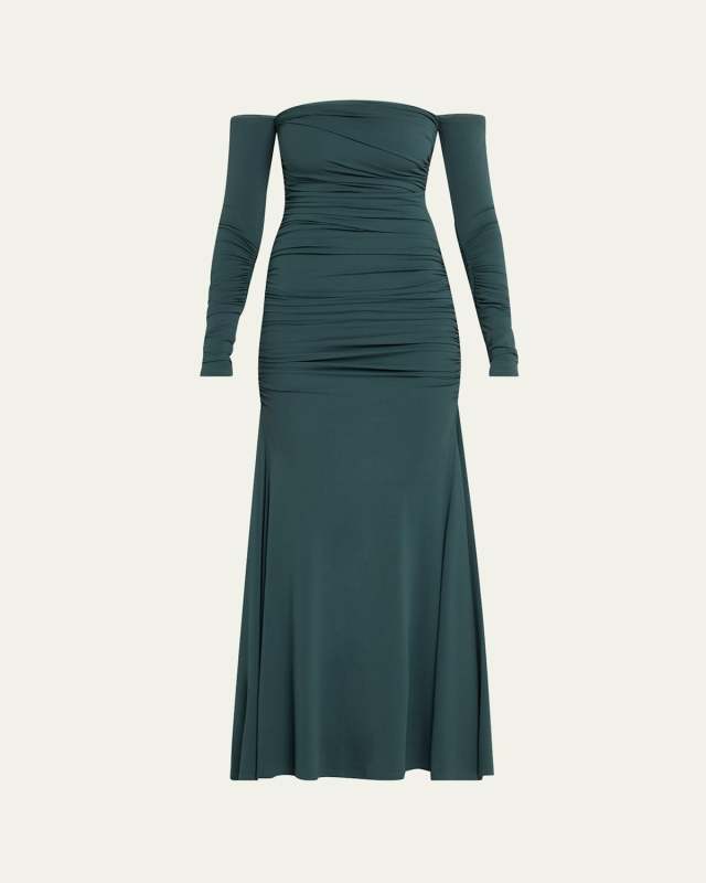 Ina Gathered Off-The-Shoulder Dress